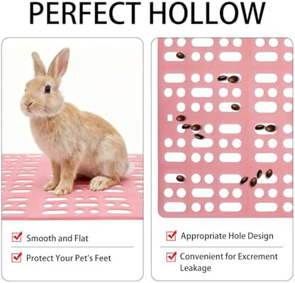 18 Pack Plastic Rabbit Cage Mat, Bunny Resting Mats for Cage with Snap Joint, Breathable Small Animal Feet Pads for Guinea Pigs, Chinchilla, Pet - White, Blue, Pink