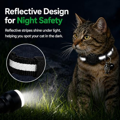 Cat GPS Tracker Collar, Pet Tracker for Cats (iOS Only), Waterproof Smart Tag Compatible with Apple Find My, No Monthly Fee, Tracking Collar for Small Large Cats (Tracker for cat)