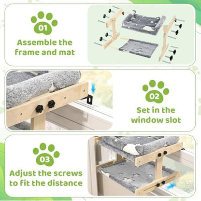 Cat Window Perch, Glow in The Dark Cordless Pet Hammock Bed for Window