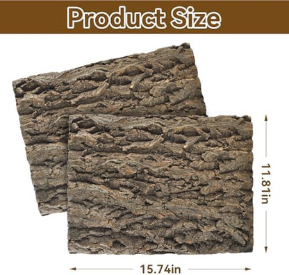 2PCS Reptile Cork Bark Background,15.74 x 11.81 Inch Natural Cork Wood Terrarium Background Bearded Dragon Tank Bark Backdrop Wall Decor for Lizard Gecko Chameleon Tortoise Snake Spider Frog