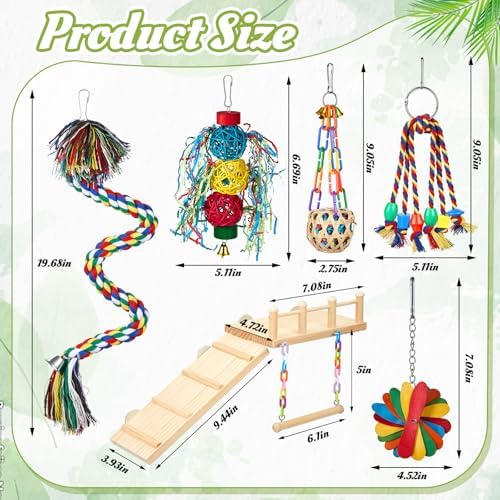 6 Pcs Parakeet Cockatiel Bird Toys,Interactive Style