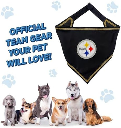 Pets First NFL Pittsburgh Steelers TIE Bandana, Small/Medium. Dog Bandana Scarf Bib for Pet Cat Dog. The Ultimate Game-Day, Party Bandana (PIT-3550-S-M)