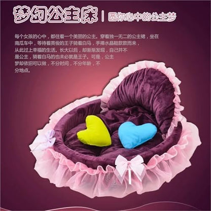 Cute Princess Pet Bed with Lace - Cozy Cotton Cat & Teddy Litter for Small Dogs and Cats