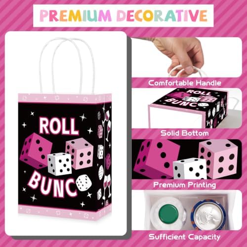 Greencian 16Pcs Dice Game Party Favor Bags Pink Black Goodie Bags