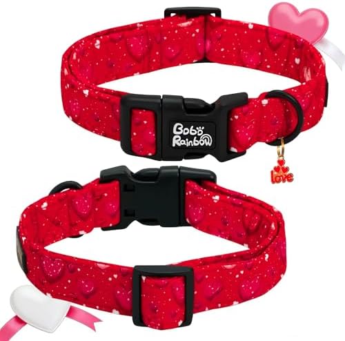 Valentine's Lovely Red Heart Print Dog Collar for Small Dogs
