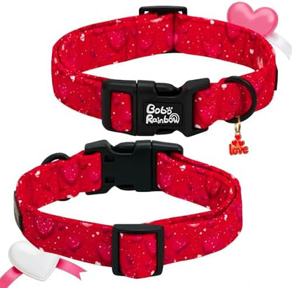 Valentine's Lovely Red Heart Print Dog Collar for Small Dogs
