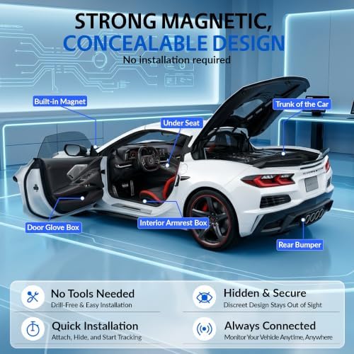 Mini Hidden GPS Tracker for Vehicles, Real-Time Tracking for Cars, iOS Only