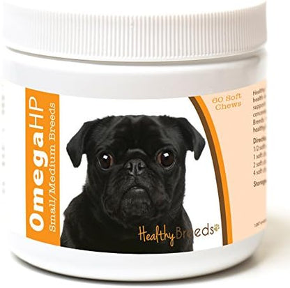 Healthy Breeds Pug Omega HP Fatty Acid Skin and Coat Support Soft Chews 60 Count