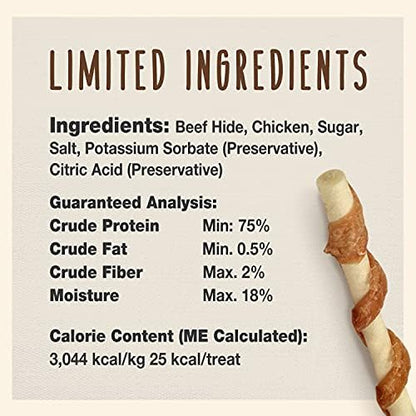 Cadet Gourmet Beef Hide & Chicken Twists Dog Chew Sticks, 50 Count, 5"