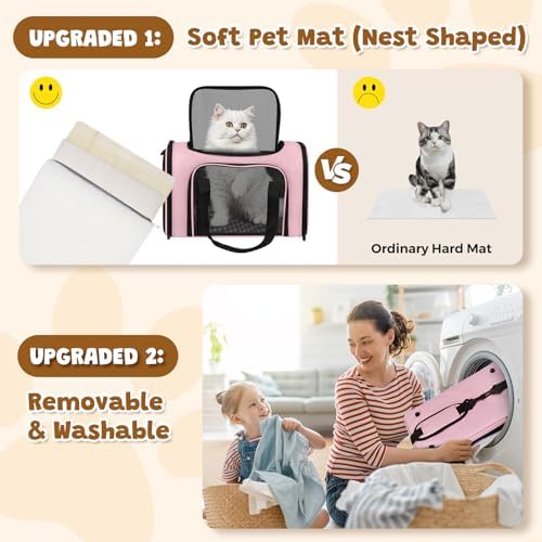 Large Cat Carrier Soft Up to 28 Lbs, Breathable Pet Bag with Steel Frame