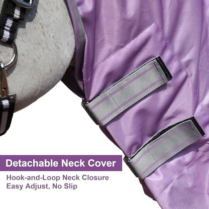 LEAFOREST Horse Fly Sheet with Neck Cover & Belly Band Mesh UV Protection