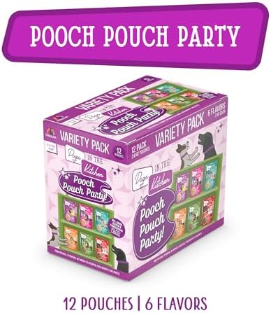 Weruva Dogs in The Kitchen, Variety Pack, Pooch Pouch Party!, Wet Dog Food, 2.8Oz Pouches (Pack of 12)
