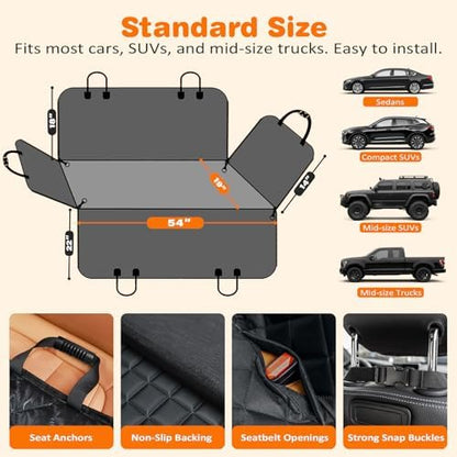 URPOWER 900D Heavy Duty Dog Seat Cover for Back Seat, Waterproof Hammock