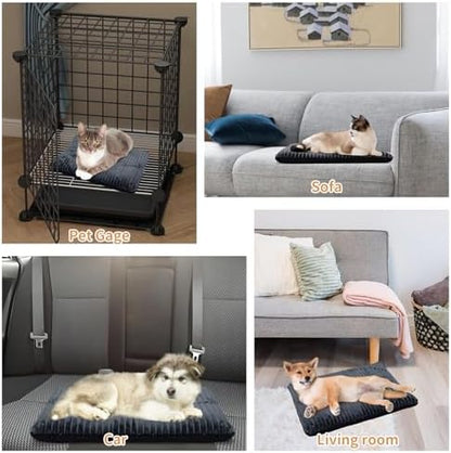 Self-Warming Cat Bed Pad 30x20 inches Self-Heating Cat Bed Mat Thermal Blanket for Indoor Cats & Dogs Stripes Gray