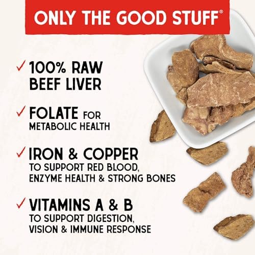 Stella & Chewy's Freeze-Dried Raw Beef Liver Dog Treats - Single Ingredient, No Additives - Premium Training Treats - Perfect For Picky Eaters - 3oz Bag