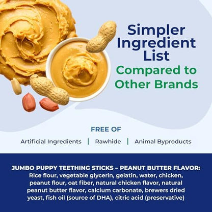 N-Bone Jumbo Puppy Teething Sticks, Peanut Butter Flavor, Natural Puppy Teething Chews, Puppy Chew Treats, 7 Sticks (7.28 oz)