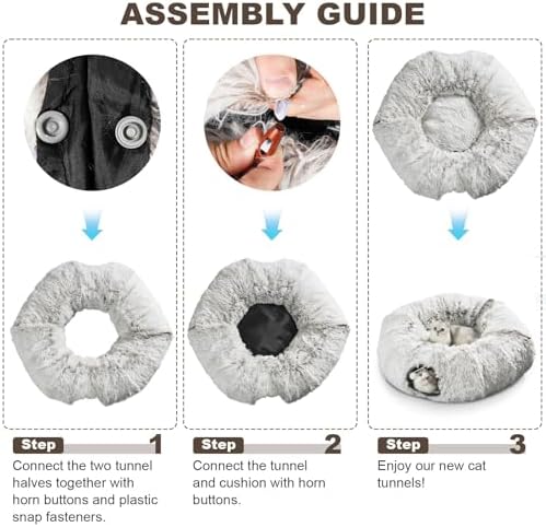 Cat Tunnel with Cat Bed for Indoor Cats, Under Christmas Tree Soft Plush Peekaboo Cat Cave Donut Tunnel, Multifunctional Playground Toys Hideplace for Kittens, Rabbit, Ferret