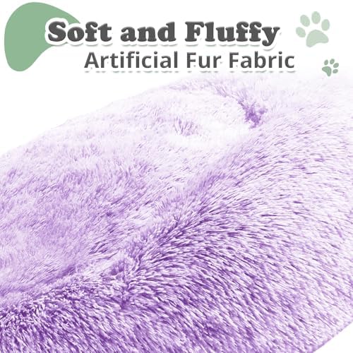 JOLLYVOGUE Dog & Cat Bed, Calming Anti-Anxiety Pet Bed for Small Dogs, Fluffy Donut Cushion for Small and Medium Pets (20")