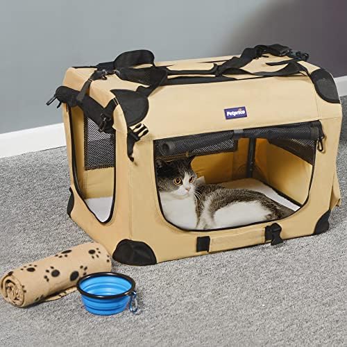 Petprsco Portable Collapsible Dog Crate, 24" Soft Dog Crate for Car Travel