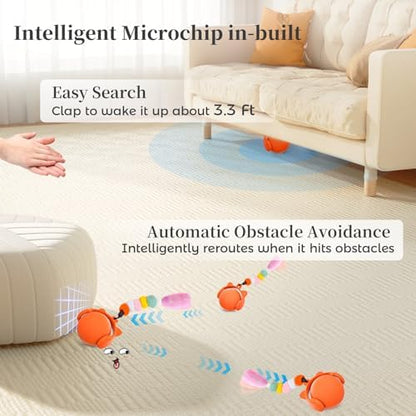 ORSDA Cat Toys for Indoor Cats, New Intelligent Voice Timing Touch Control Cats Ball, Simulate Mouse Sound Kitten Toy, Automatic Interactive Moving Cat Toy for All Ages