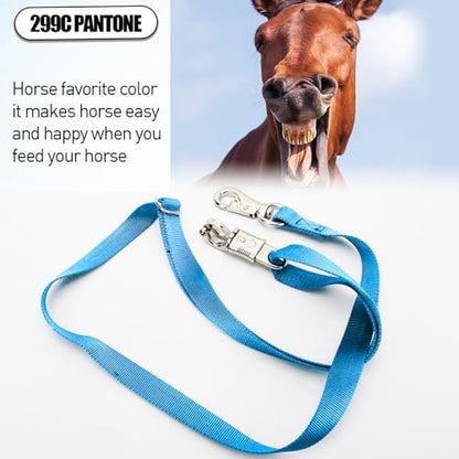 2PCS Cross Ties,Heavy Duty Adjustable Nylon Cross Ties for Horse Horse Trailer Tie with Panic Snap and Bull Snap,Adjustable Length from 44.5-78.5 Inch,Blue