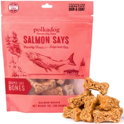 Polkadog Salmon Says Bone Shaped Dog Treats, Limited Ingredient, 7oz