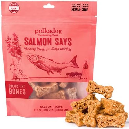 Polkadog Salmon Says Bone Shaped Dog Treats, Limited Ingredient, 7oz