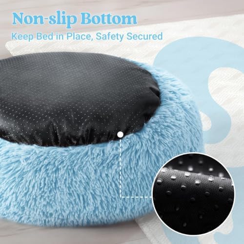 rabbitgoo Calming Cat Beds for Indoor Cats, 20 inches, Light Blue