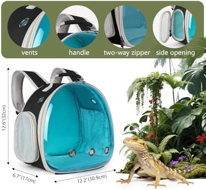 Guinea Pig Carrier, Guinea Pig Backpack with Clear Bubble Window (Black-Blue, Backpack)