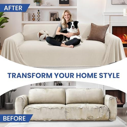 Pet Couch Cover for Dogs, Armchair Covers, Washable, Off White