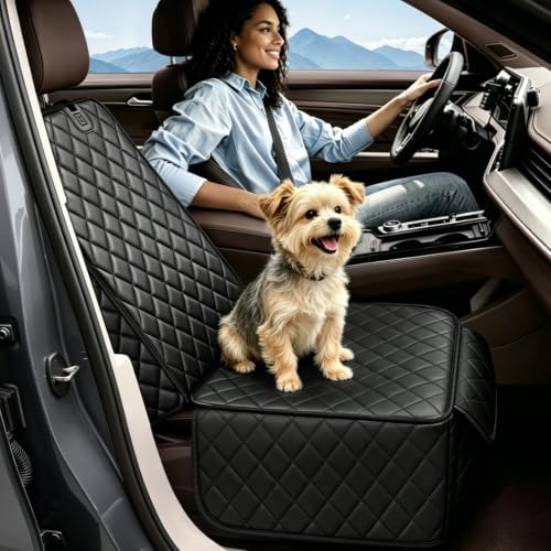 PETICON Front Seat Car Cover 2 Pack, PU Leather Dog Car Seat Cover