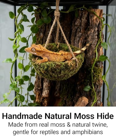 Handmade Crested Gecko Tank Decor – Hanging Shelter for Bearded Dragon Accessories, Reptile Hammock, Hermit Crab, Snake and Other Small Reptiles