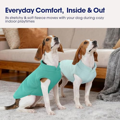 FUAMEY Dog Fleece Vest for Medium Dogs,Warm Stretchy Dog Sweatshirts Pullover with Leash Hole Dogs Sweater Soft Pet Turtleneck Cozy Pet Vest Lightweight Sleeveless Cyan M