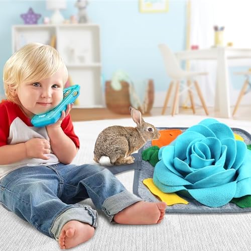 Abizoo Bunny Snuffle Mat Toy, 11.8''x11.8'', Blue