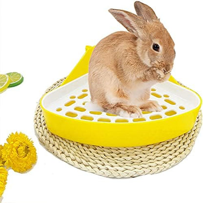 kathson Triangle Potty Trainer Corner Bunny Toilet Guinea Pig Litter Bedding Plastic Box Pet Pan for Rabbit Chinchilla Hamster Ferret Small Animal (Yellow)