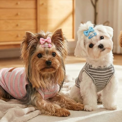 2Pack Dog Shirt Cotton Striped T-Shirts Stretchy Comfortable Pet Vest for Puppy and Cat Super Soft Dog Shirts Vest Sleeveless Breathable Basic Clothes for Small Medium Large Boy Girl Dogs
