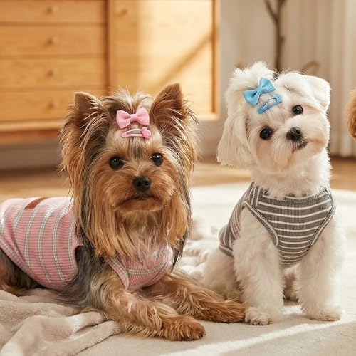 2Pack Dog Shirt Cotton Striped T-Shirts Stretchy Comfortable Pet Vest for Puppy and Cat Super Soft Dog Shirts Vest Sleeveless Breathable Basic Clothes for Small Medium Large Boy Girl Dogs