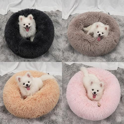 Dog Bed for Small Medium Large Dogs, 24 inch Calming Dogs Bed, Washable-Round Cozy Soft Pet Bed for Puppy and Kitten with Slip-Resistant Bottom
