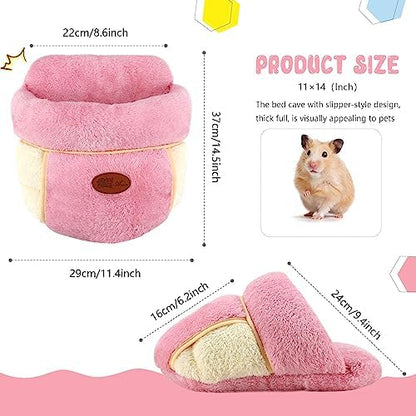 YUEPET Guinea Pig Bed, Warm Fleece Slipper Cuddle Cave, Pink