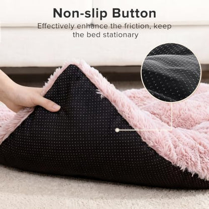 JOEJOY Large Dog Bed Crate Pad, Deluxe Plush Washable Dog Beds Fulffy Soft Kennel Pad Anti-Slip Pet Sleeping Mat for Extra Large Medium Small Dogs, 40" x 27", Pink