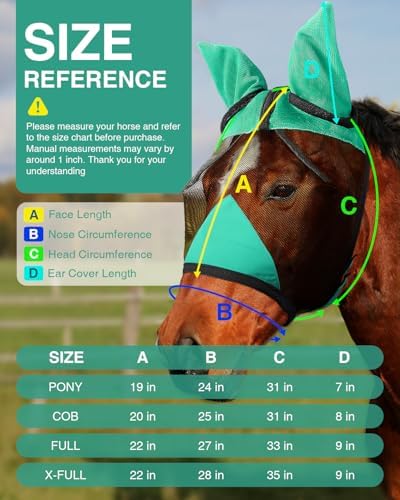 Hilltown Fly Mask for Horse with Ears - Cob, Green