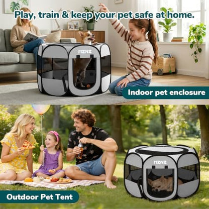 Dog Cat Small Animal Puppy Playpen Crate, Small, Whole Grey