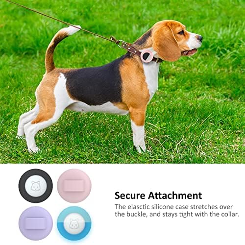 2022 Airtag Cat Collar Holder, Small Air Tag Compatible With Apple GPS Tracker, 2Pack Waterproof Case Cover for Pet Collar Within 3/8 Inch (Black, Pink, Purple, Lumiblue)
