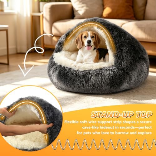 NOYAL Hooded Donut Bed, Calming Cave for Cats & Small Dogs
