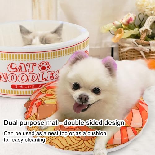寵幸 Ramen Noodle Cat Bed, Soft Warm Washable for Cats Dogs