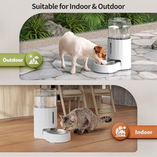 JUNSPOW Cat Water Dispenser with Stainless Steel Bowl (4L White)