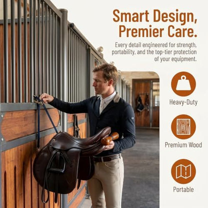 Portable Saddle T Hanger for Car & Trailer - Heavy Duty Headrest Saddle Rack Organizer for Western & English Horse Tack - Space-Saving No-Drill Equestrian Gear Storage