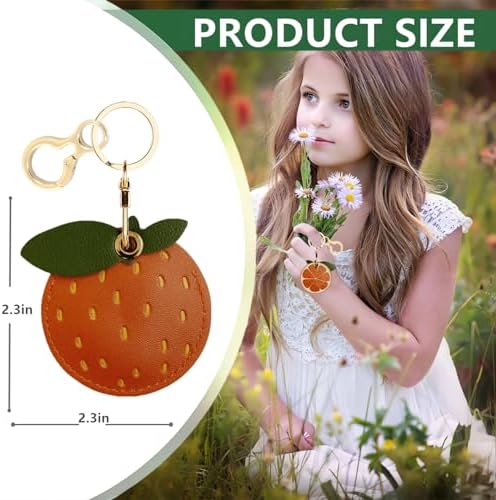 BORKUANA PU Leather Keychain Holder Protective Case Compatible with AirTag