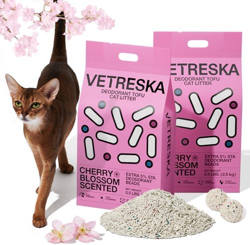 VETRESKA Cherry Blossom Tofu Cat Litter, Odor Control, 5.5lb×2bags