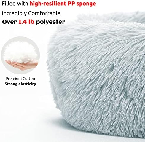 HACHIKITTY Calming Pet Sofa Bed Mat, Washable Fluffy Couch Cover for Dogs and Cats, Anti-Slip Bottom (40"x 38"x 6", Gray)